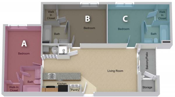 Three Bedroom (per Bed)
